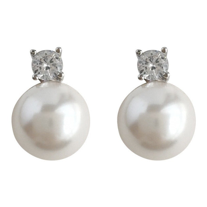 Lux Zircon Pearl Exquisite Versatile High-grade Earrings