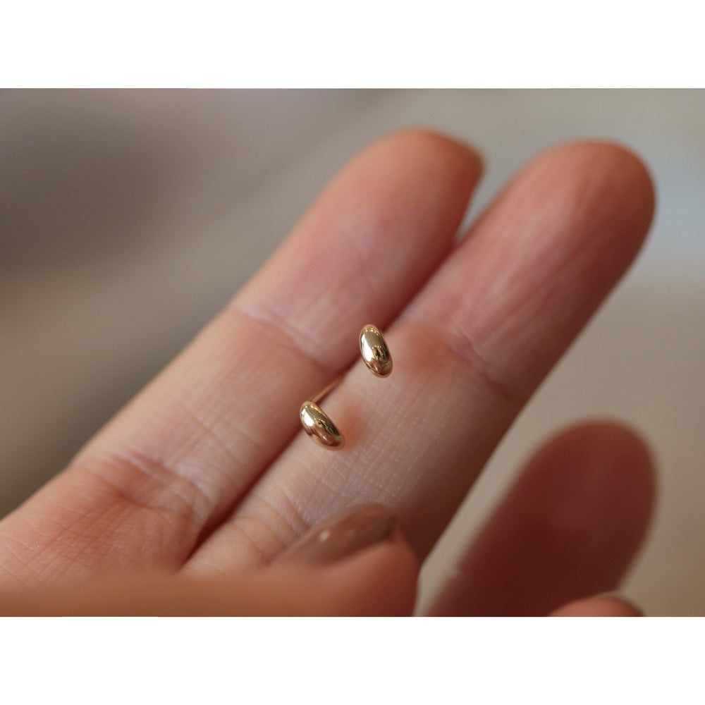 Beans Sier Plated Glossy Oval Mini Earrings