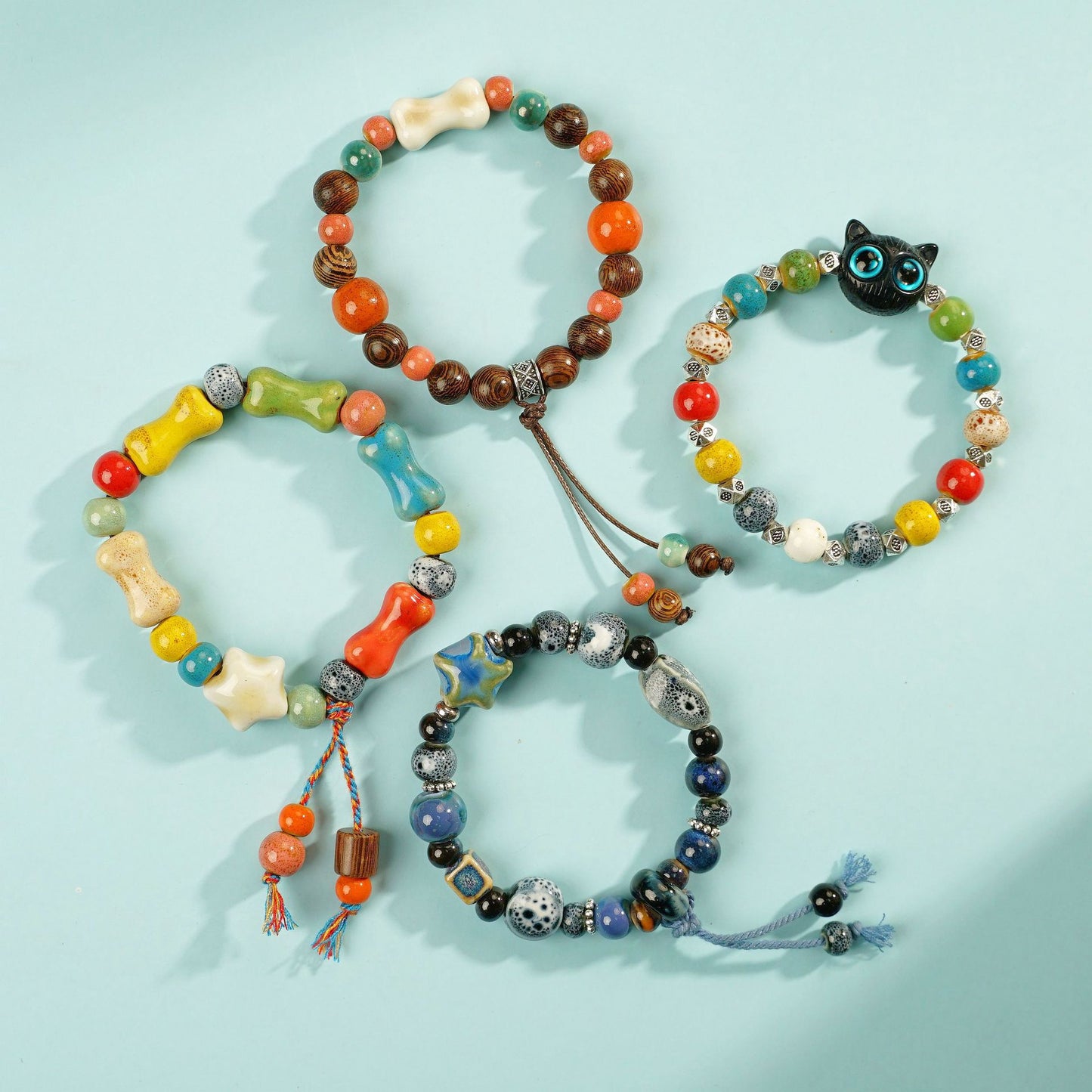 Ceramic Starfish Chinese Cat Carrying Strap Stall Bracelet