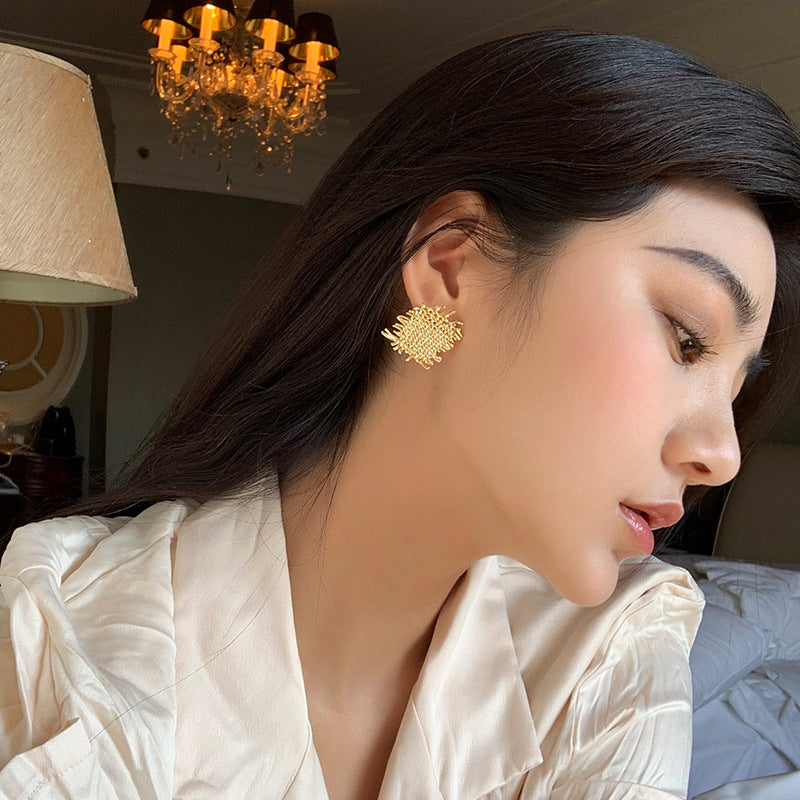 Geometric Metal Weave Vintage Design Exaggerated Earrings