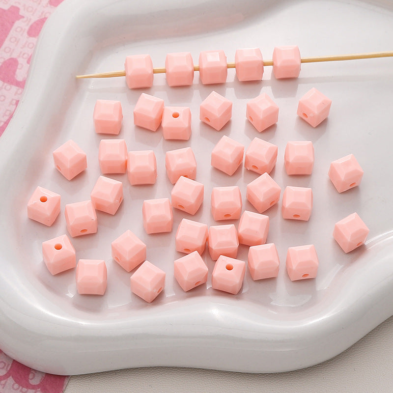 Acrylic Solid Color Imitation Glass Three-dimensional Square Jewelry Accessories