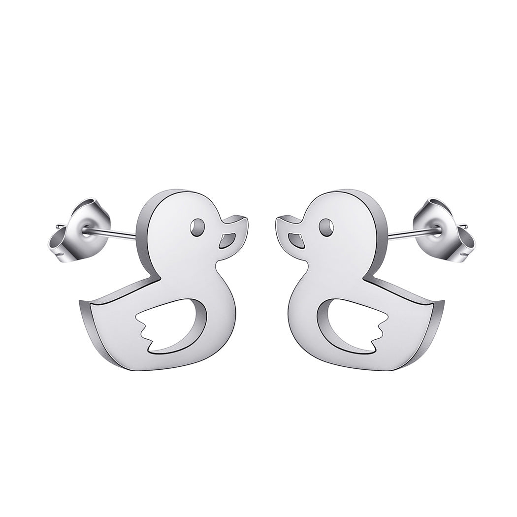 Women's Stainless Steel Cute Cartoon Duck Animal Piercing For Rings