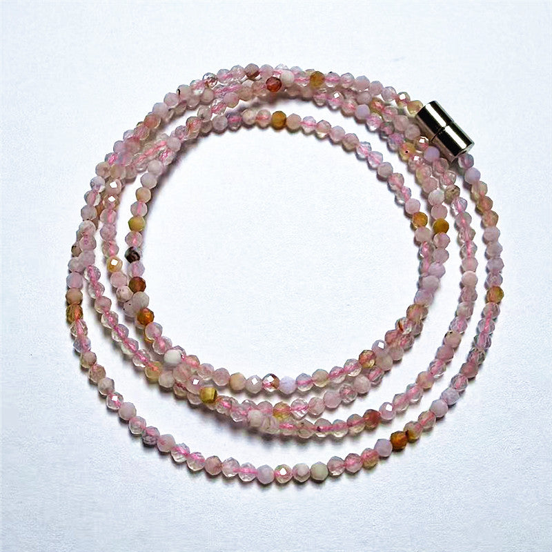 Pink Tourmaline Garnet Faceted Olive Lime Blue Moonlight Long Bracelet