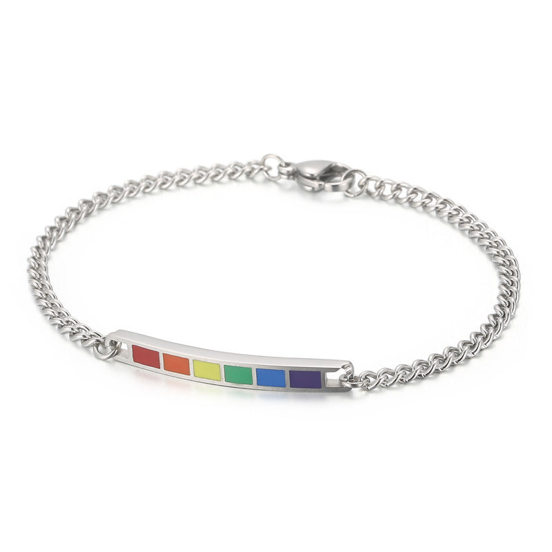 Fashion Stainless Steel Curved Rainbow Personality Titanium Bracelet