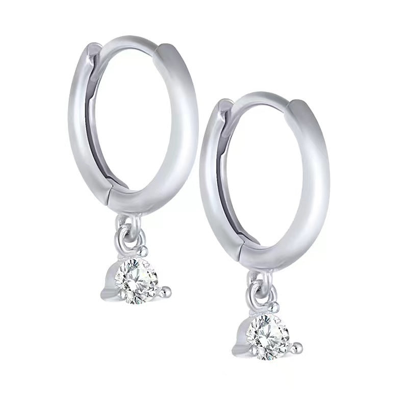 Single Rhinestone Wind Color Zircon Female Earrings