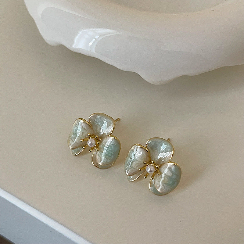 Gentle Blooming Glaze Flowers Female Personality Earrings