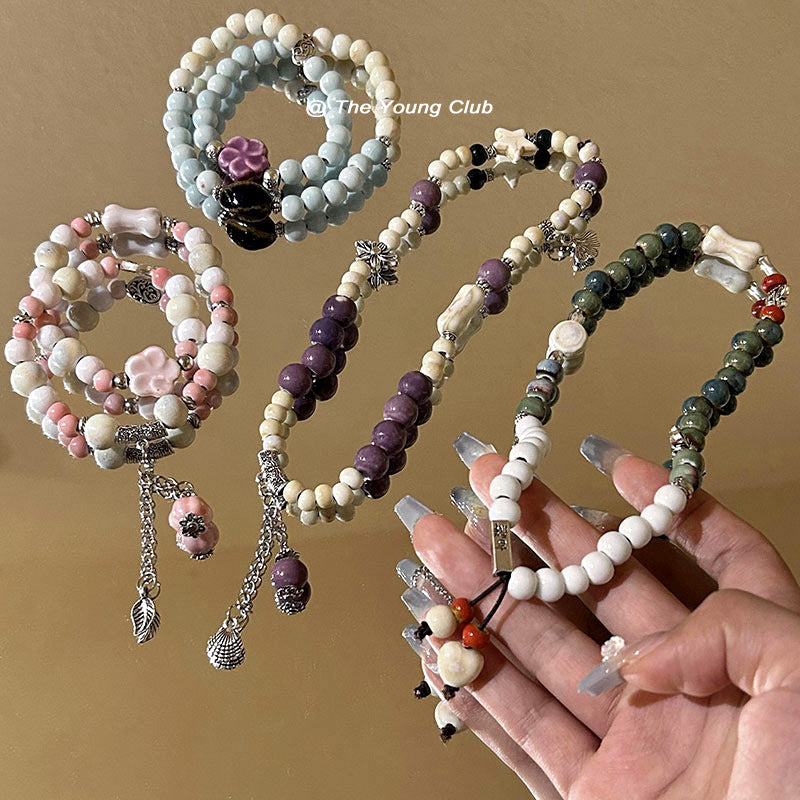 Style Double Circle Ceramic Beaded Ethnic Bracelets