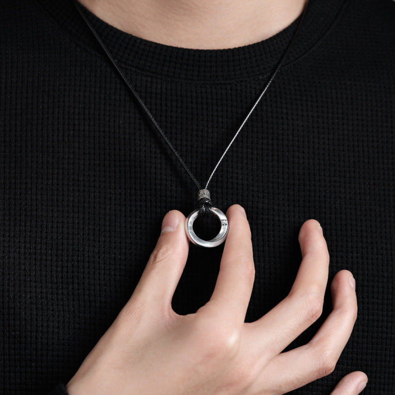 Men's Buckle Couple Trendy Boys Pu Engraved Pendants