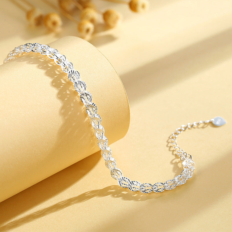 Korean Style Sier Plated Phoenix Tail Female Ethnic Bracelet