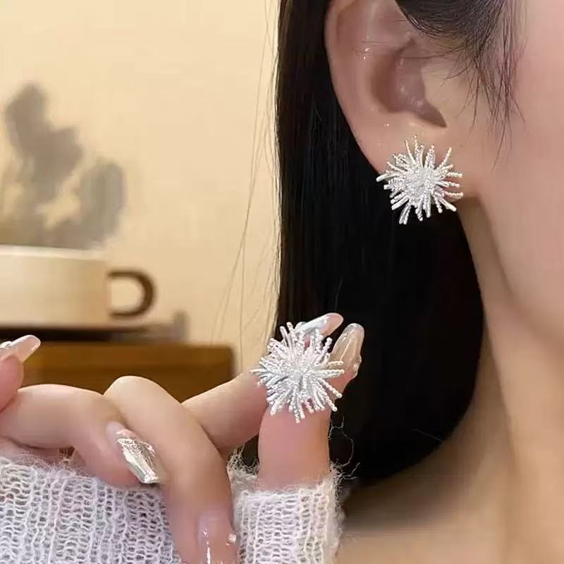 Women's Colored Drip Glaze Fireworks Sweet Temperament Exaggerating Niche Design Stud Earrings