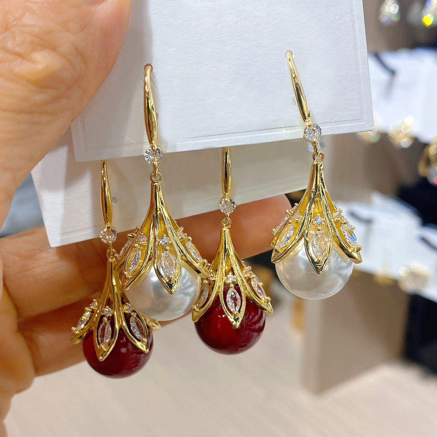 Trendy Red Bulb Light Luxury Refined Grace Festive Design Earrings
