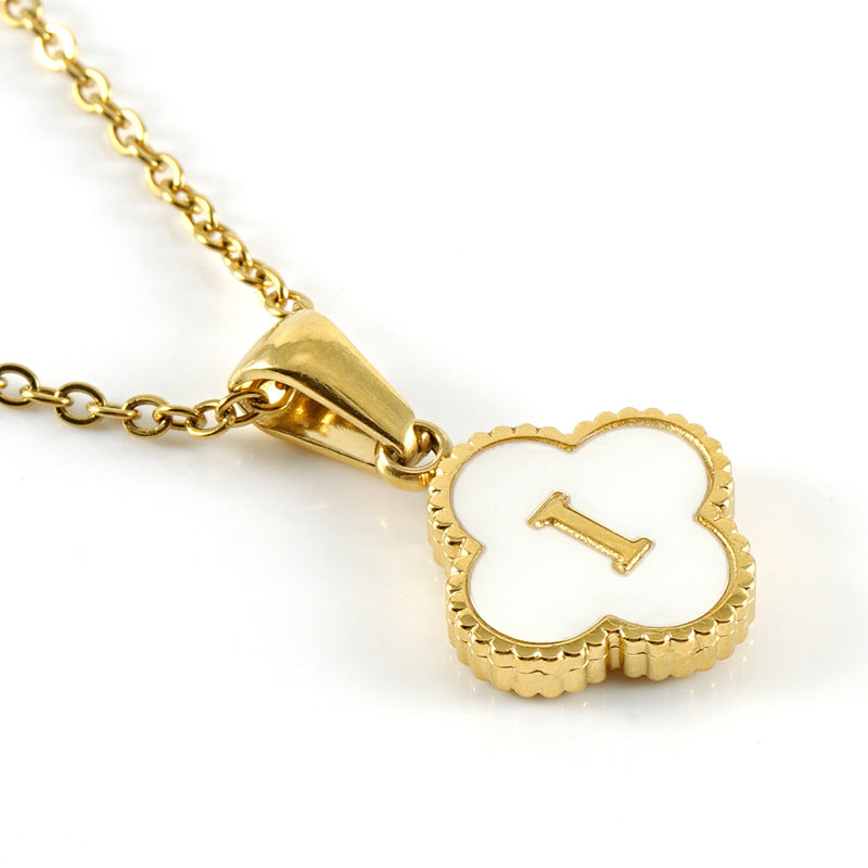 Stainless Steel Four-leaf Clover Letter Female Fashion Necklaces