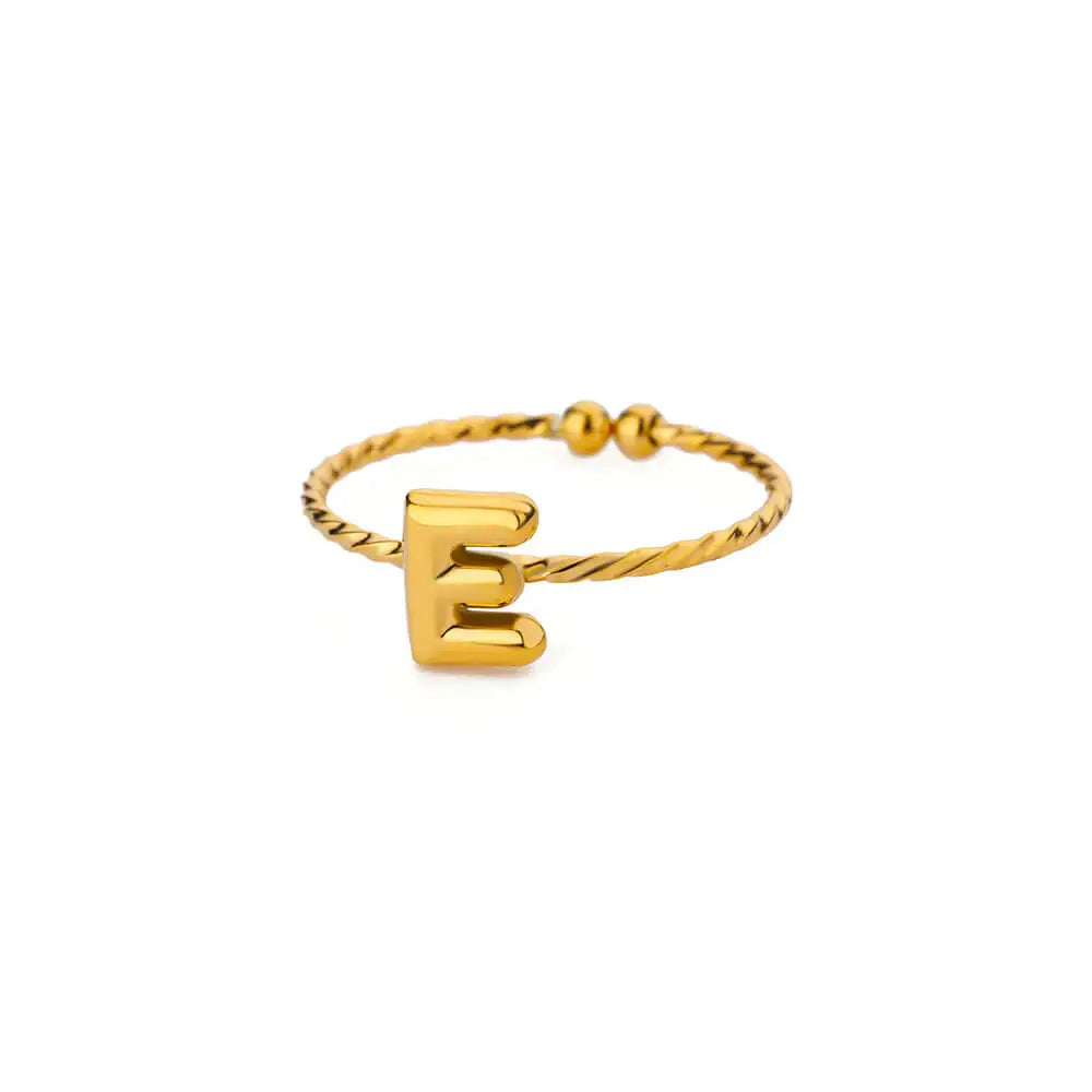 Stainless Steel Gold-plated English Letters Glossy Rings