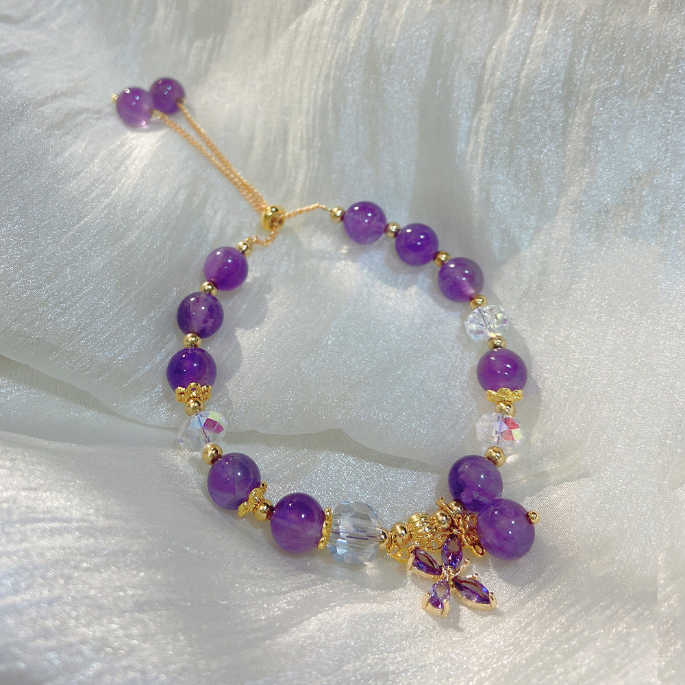 Women's Natural Amethyst Beaded For Mild Luxury Retro Bracelet