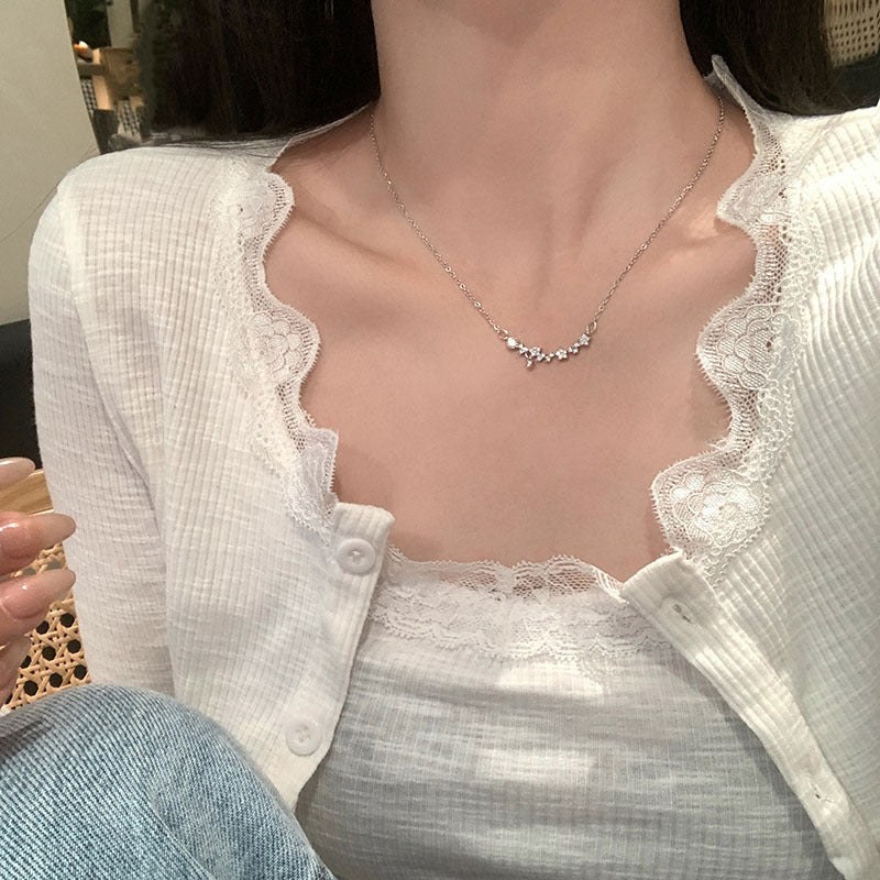Women's Flash Zircon Small Flower For Light Luxury Minority Temperament Clavicle Necklaces