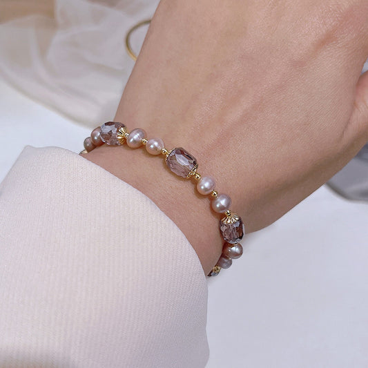 Natural Freshwater Pearl High Sense Design Crystal Girlfriends Bracelets