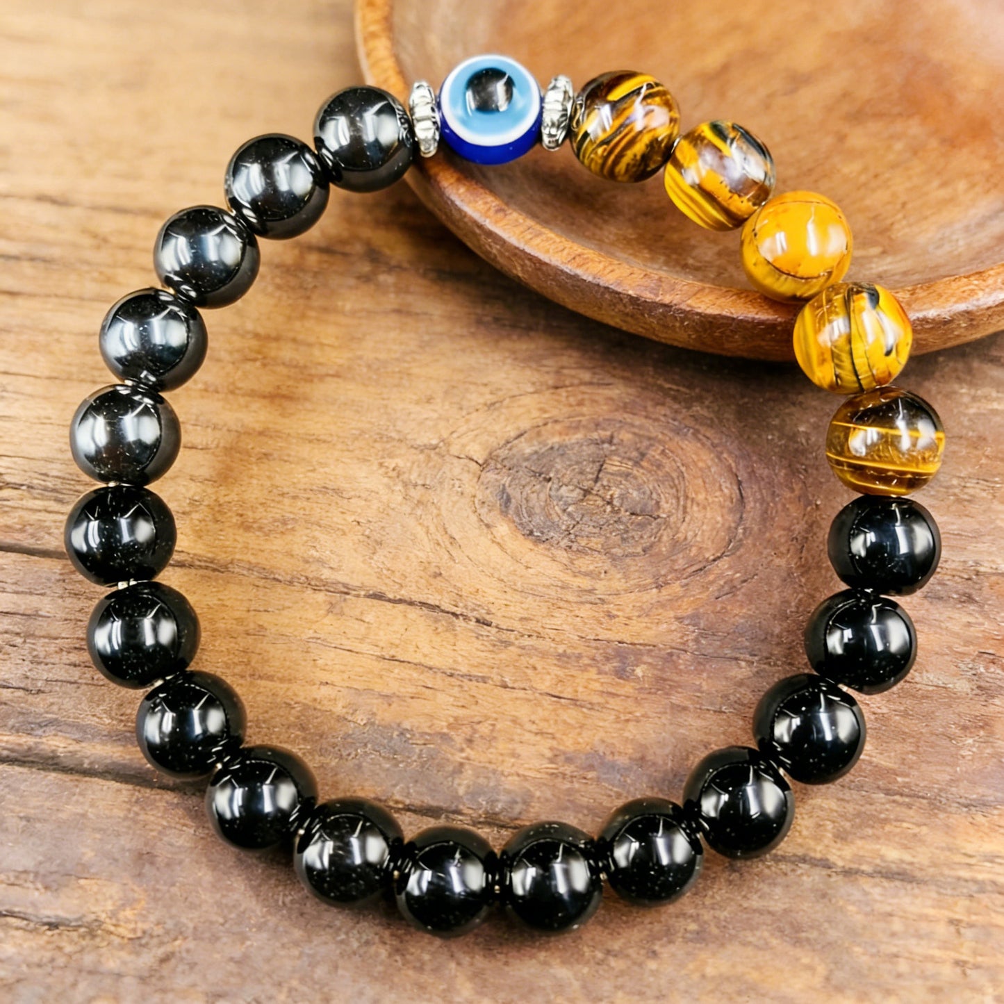 Eye Tiger Magnet Obsidian Double Spacer Bracelets