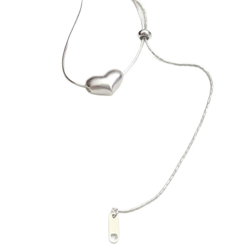 Women's Korean Creative Personality Sweet Loving Heart Fashionable Elegant Chain Drawable Necklace