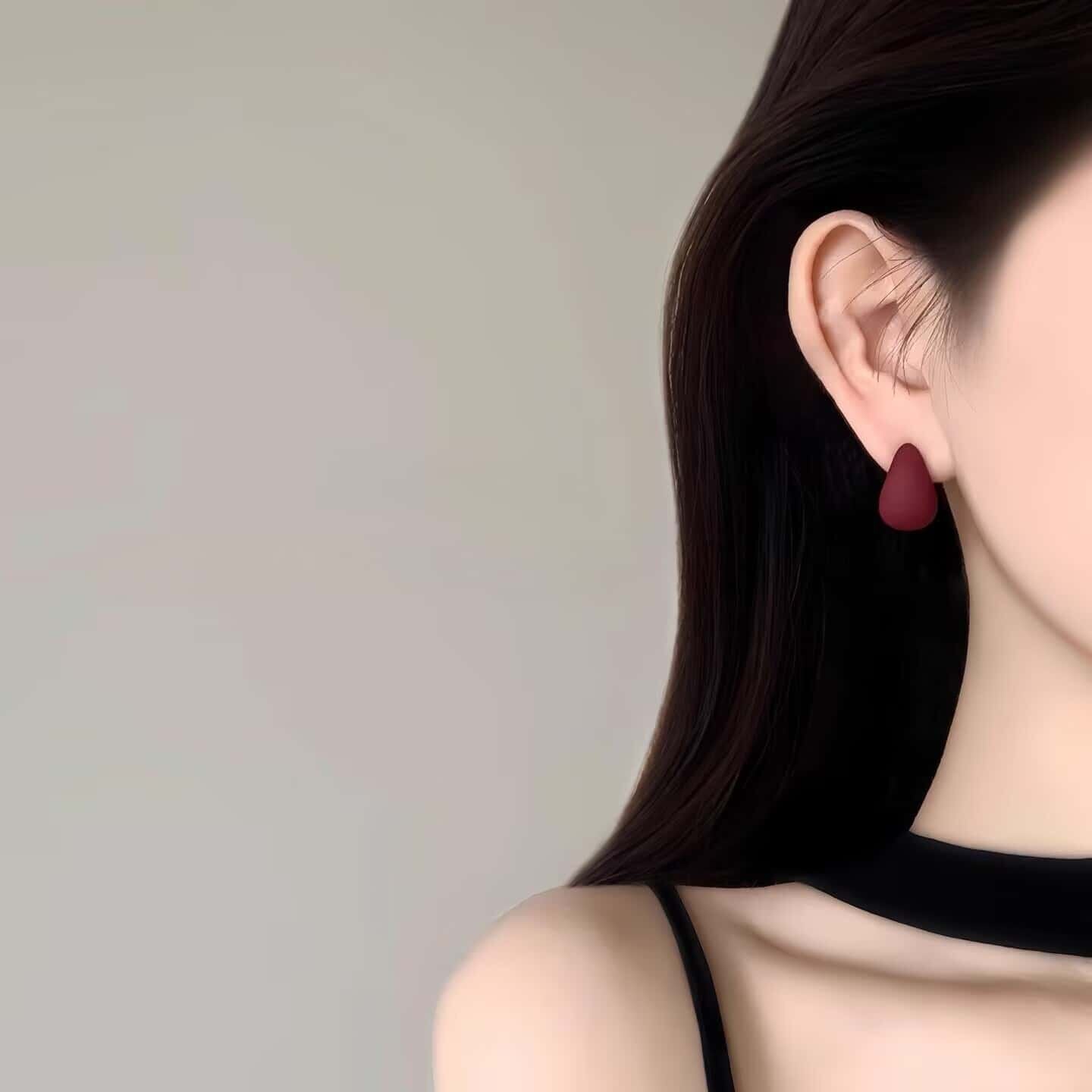 Retro Red Water Drop Ear Simplicity Rings