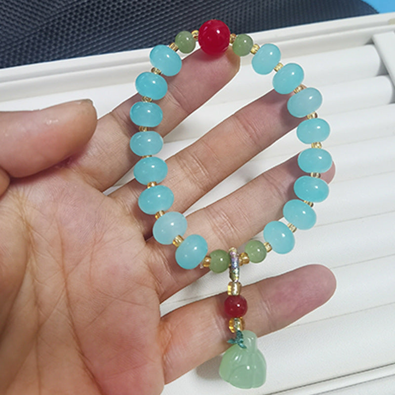 National Style Lotus Seedpod Colorful Jade Material Blessing Tassel Female Bracelet