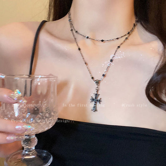 Women's Long Double Layer Twin Sweet Cool Sweater Chain Special Interest Necklaces