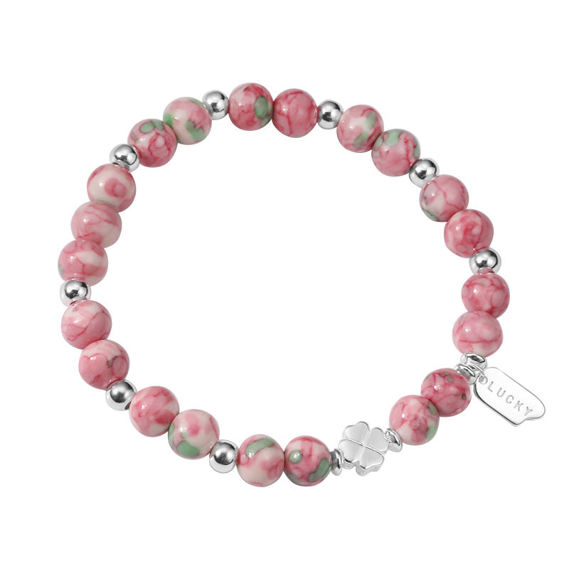 Stone Clover Handmade Sliver Beads Girlfriends Bracelets