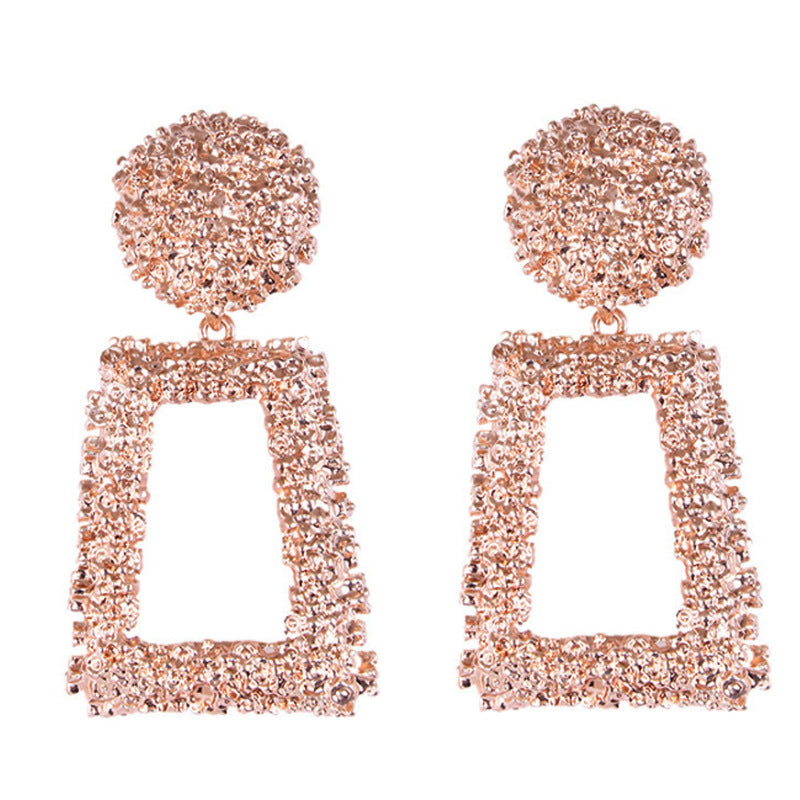 Women's Metal Retro Personalized White Geometric Square Earrings