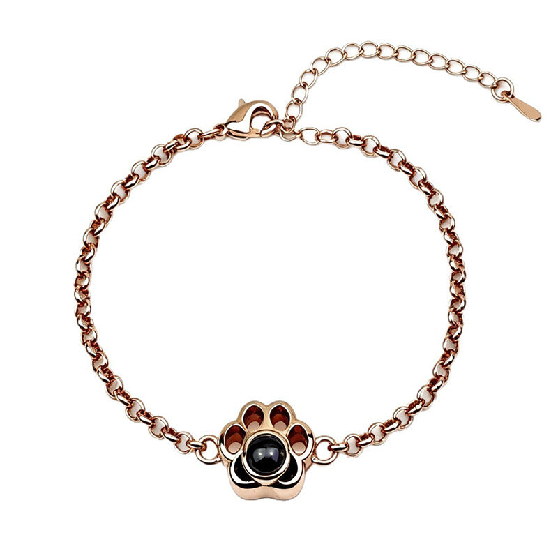 Paw Prints Projection Stone Fixed Color Picture Cat Palm Print Bracelet