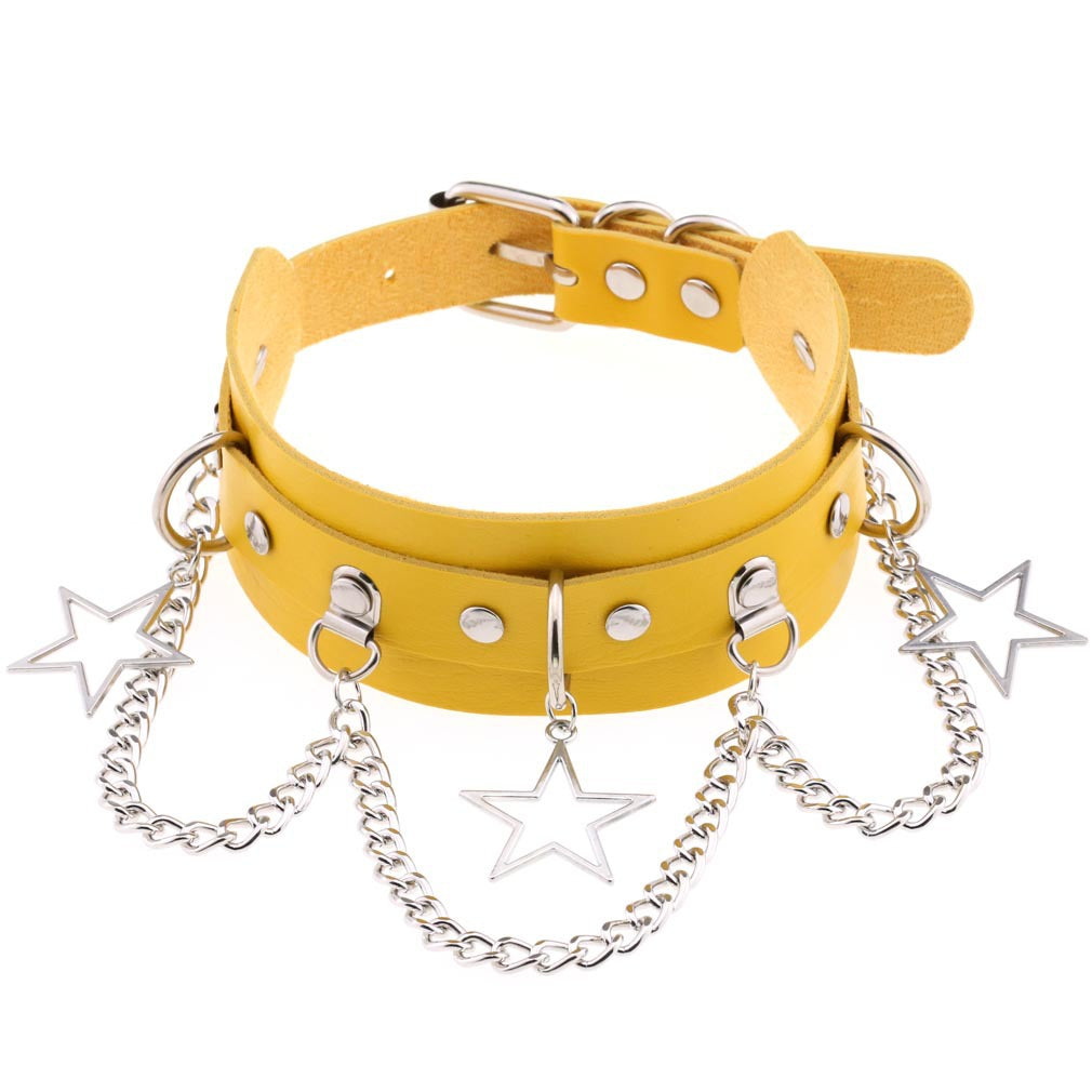Street Shooting Nightclub Five-pointed Star Chain Clavicle Neck Bandana Collar