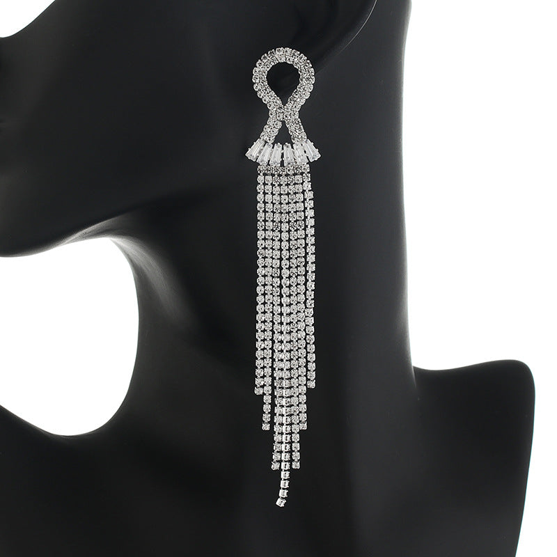 Full Diamond Simple Elegant Stage Performance Stud Earrings