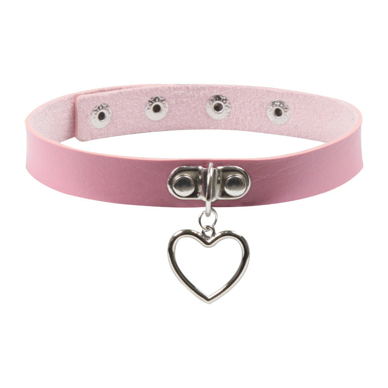Soft Leather Love Heart Shaped Female Neckband Clavicle Necklaces