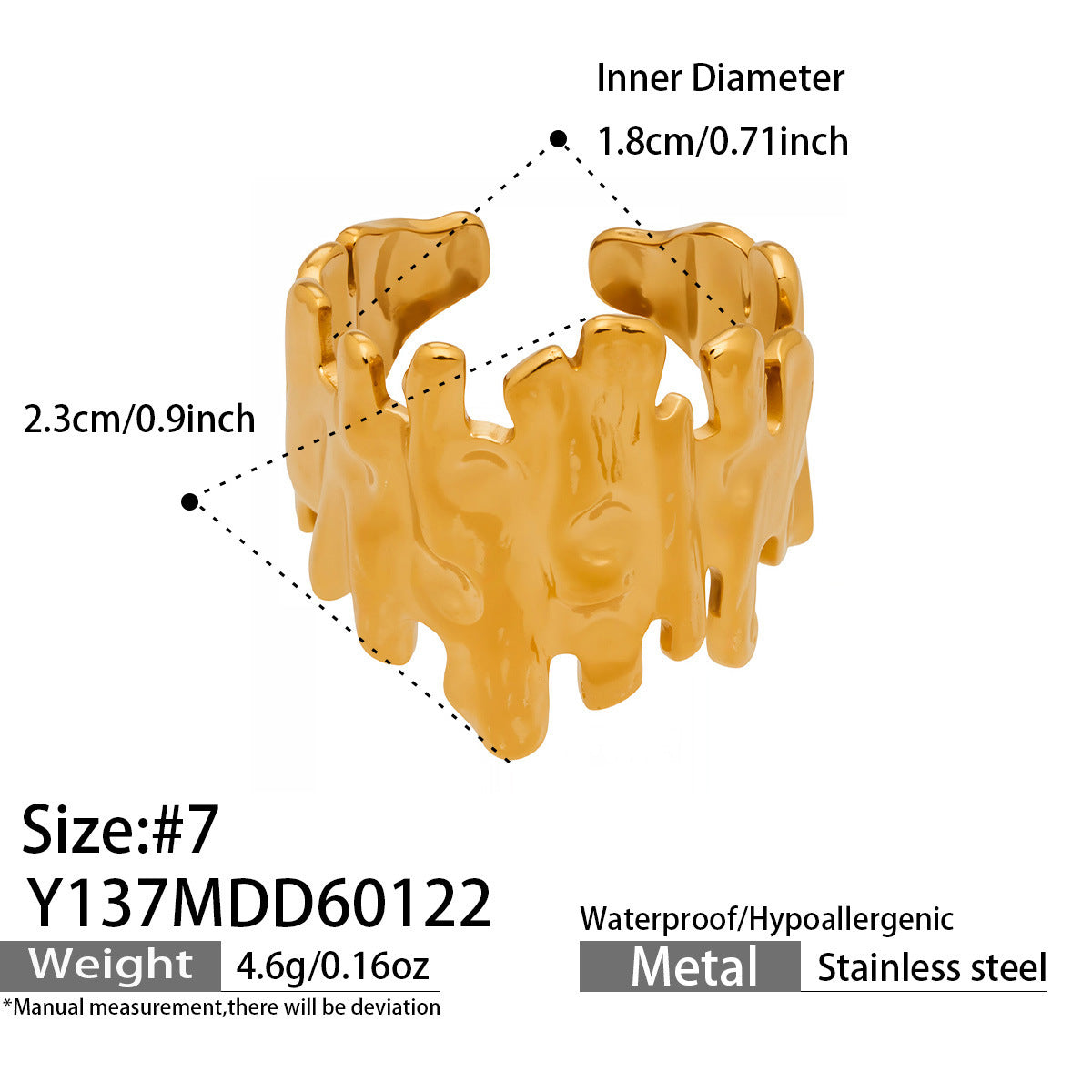 Design Geometric Stainless Steel Gold Plated Minority Fashion Rings