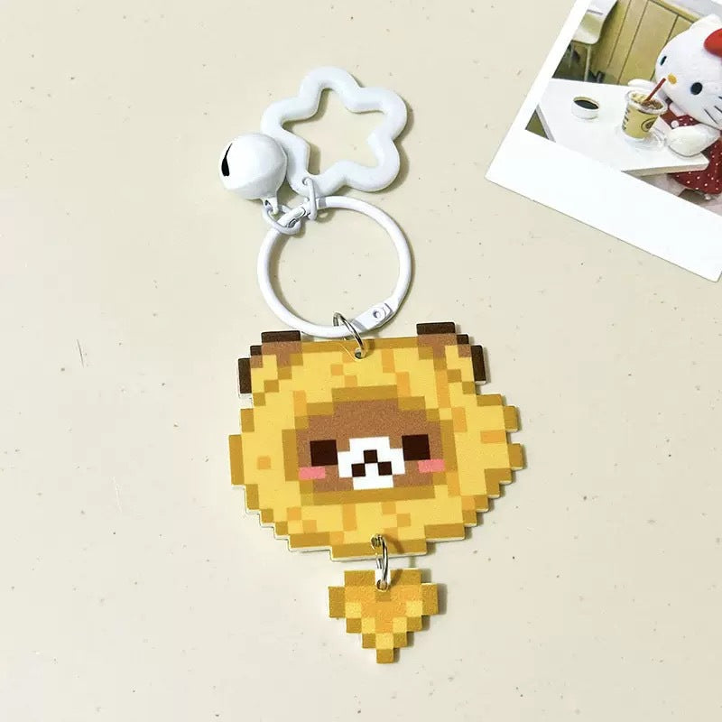 Pixel Cartoon Key Button Schoolbag Cute Acrylic Hang Decorations Hanging Ornaments
