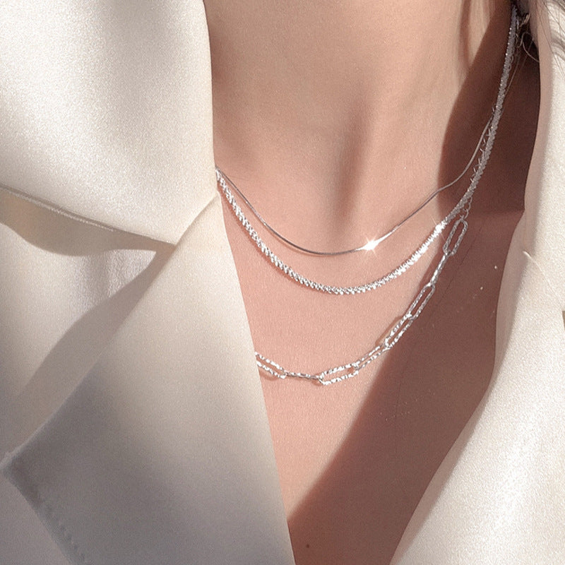 Women's Sparkling Vintage Starry Sky Temperament Clavicle Chain Light Luxury Snake Necklace
