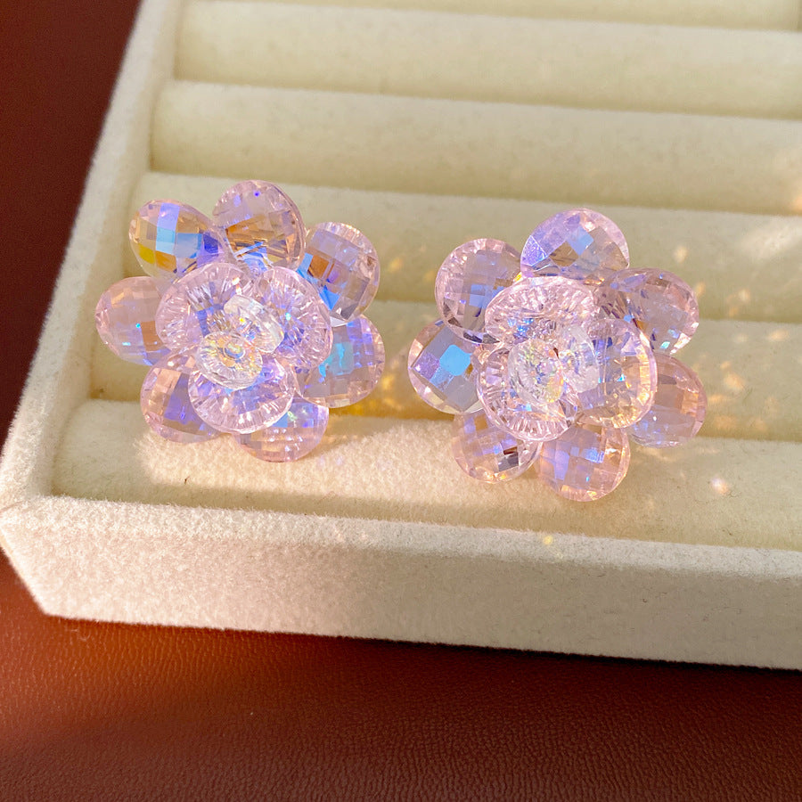 Women's Affordable Luxury Style Dopamine Crystal Flowers Refined Personalized Sweet Stud Earrings