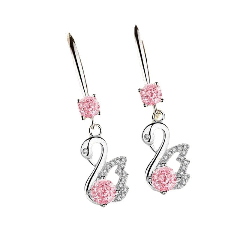 Women's Temperamental Sier Long Swan Ear Hooks Korean Style Gifts Rings