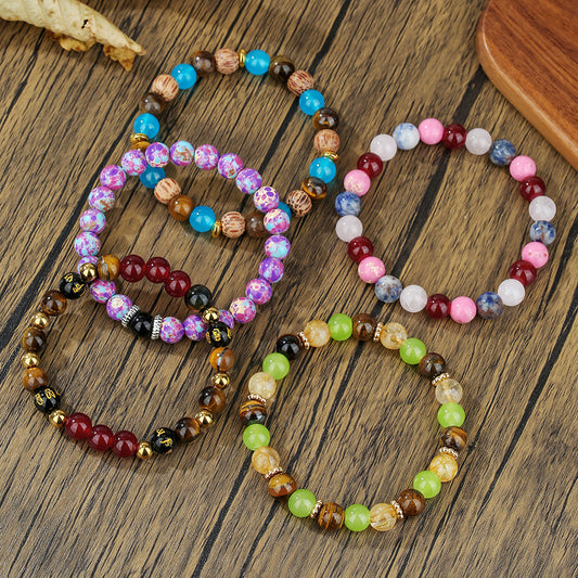 Retro Style Multiple Tigereye Emperor Stone Filament Bracelets