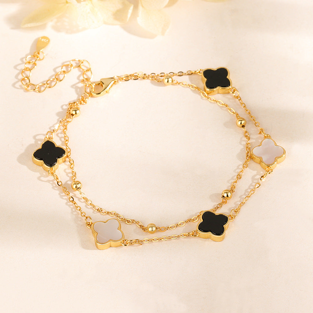 Women's Sterling Sier Clover Light Luxury Minority Bracelets