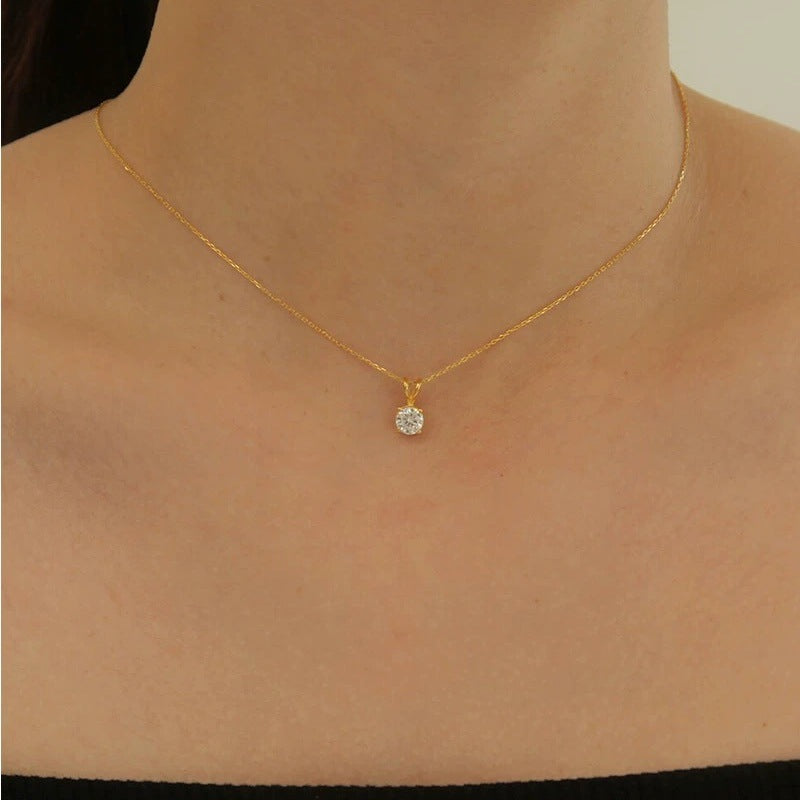 Women's Gold-plated Single Diamond Exquisite Light Luxury Minority Design High-grade Necklaces