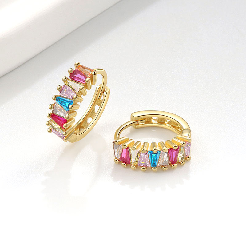 Zircon French Hollow Eardrop Tide Gold Earrings