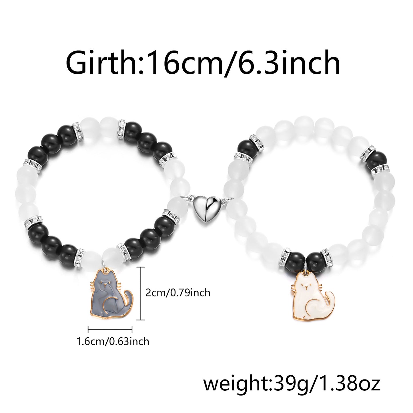 Magnetic Black White Package Suit Simple Bracelets