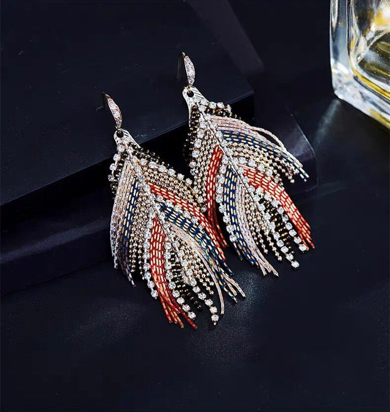 Style Colorful Bohemian Ethnic Elegant High-grade Tassel Tide Earrings