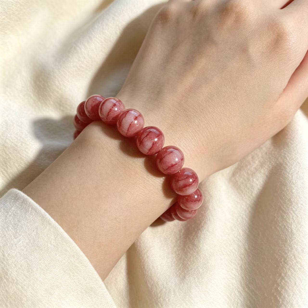 Women's & Men's Rainbow Color Glazed Single Circle Glass Simple Live Streaming Drainage Bracelet