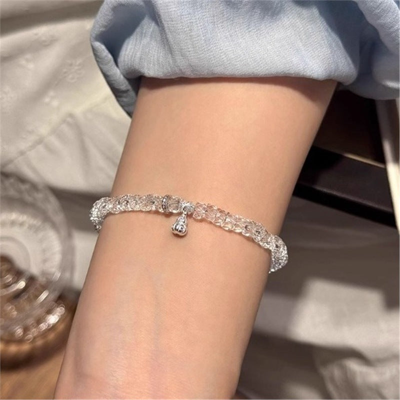 Women's Natural Net Body Flash White Crystal Gourd Bracelet
