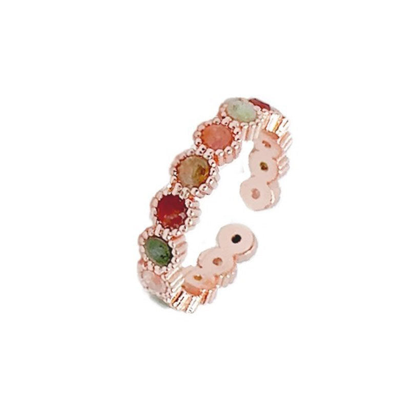 Tourmaline Rainbow Female Fashion Sweet Cool High-grade Sense Ring