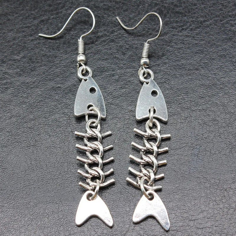 Women's Simple Punk Hip Hop Fishbone Thorn Ear Earrings