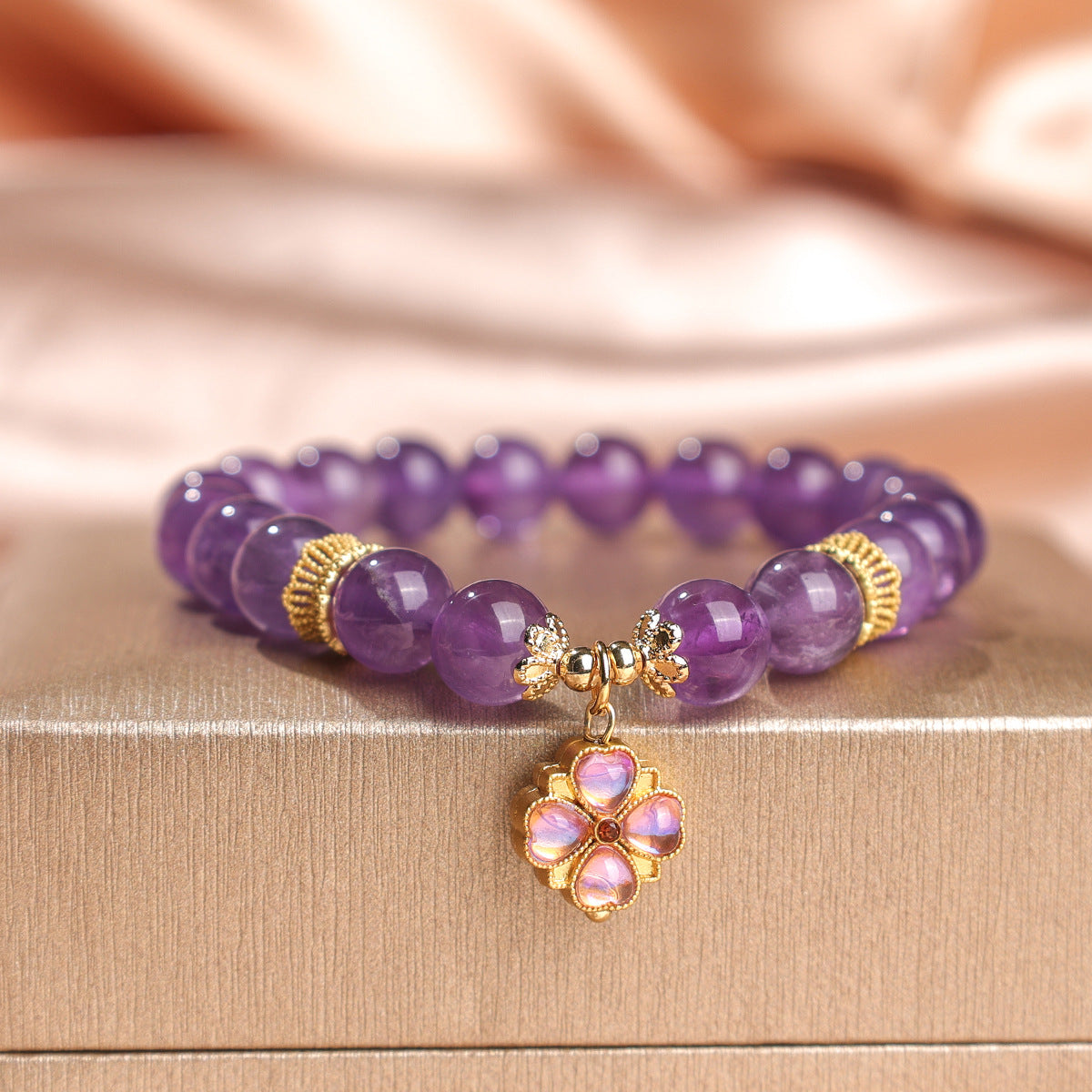 Women's Natural Amethyst Beaded For Mild Luxury Retro Bracelet