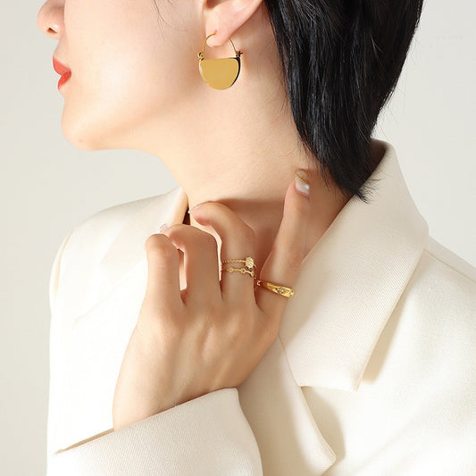 Women's Graceful Personality Titanium Steel Gold-plated Retro Earrings