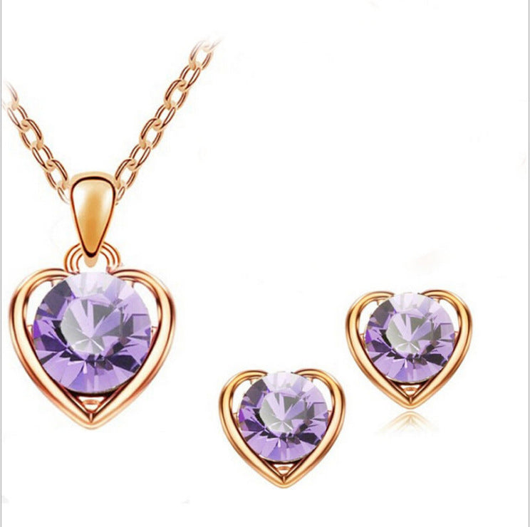 Stylish Durable Fashion Crystal Heart-shaped Heart Jewelry Set
