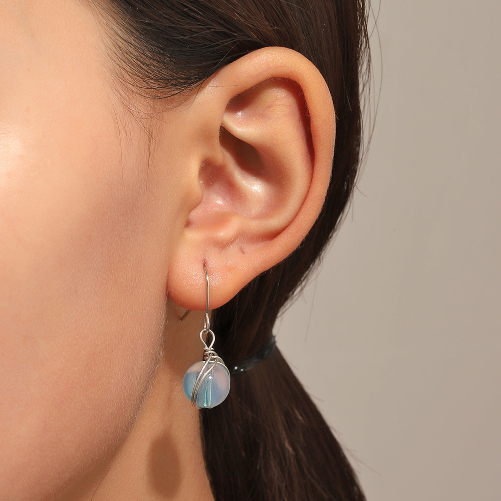 Water Drops Eardrops Trendy Niche High-grade Light Stud Earrings